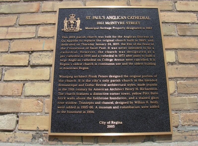 St Paul's Anglican Cathedral Marker. Click for full size. St Paul's Anglican Cathedral Marker image. Click for full size.