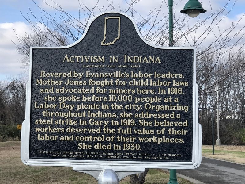 Activism in Indiana side of marker. Click for full size. Activism in Indiana side of marker image. Click for full size.