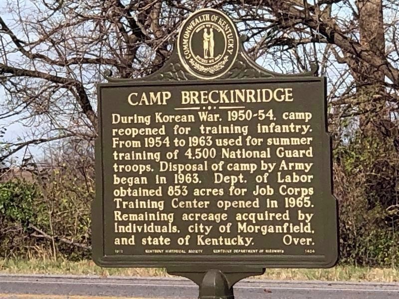 Camp Breckinridge Marker, Side Two - Restored Marker image. Click for full size.