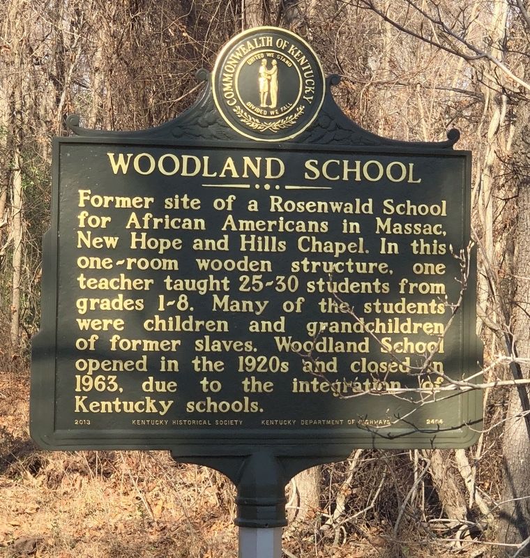 Woodland School side of marker. Click for full size. Woodland School side of marker image. Click for full size.
