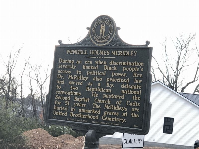 Wendell Holmes McRidley Marker, Side Two image. Click for full size.
