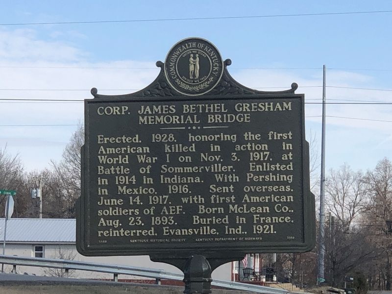 Corp. James Bethel Gresham Memorial Bridge Marker image. Click for full size.