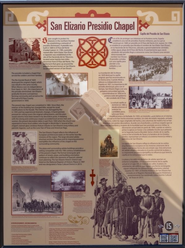 San Elizario Presidio Chapel / Capilla del Presidio de San Elizario Marker. Click for full size. San Elizario Presidio Chapel / Capilla del Presidio de San Elizario Marker image. Click for full size.