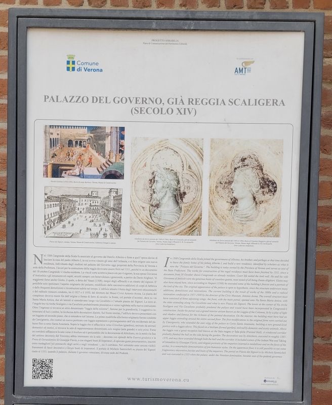 Palazzo del Governo, già Reggia Scaligera (secolo XIV) Marker. Click for full size. Palazzo del Governo, già Reggia Scaligera (secolo XIV) Marker image. Click for full size.