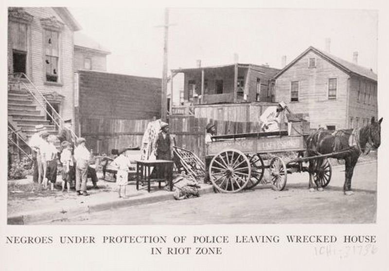 Black citizens flee during 1919 race riots image. Click for full size.