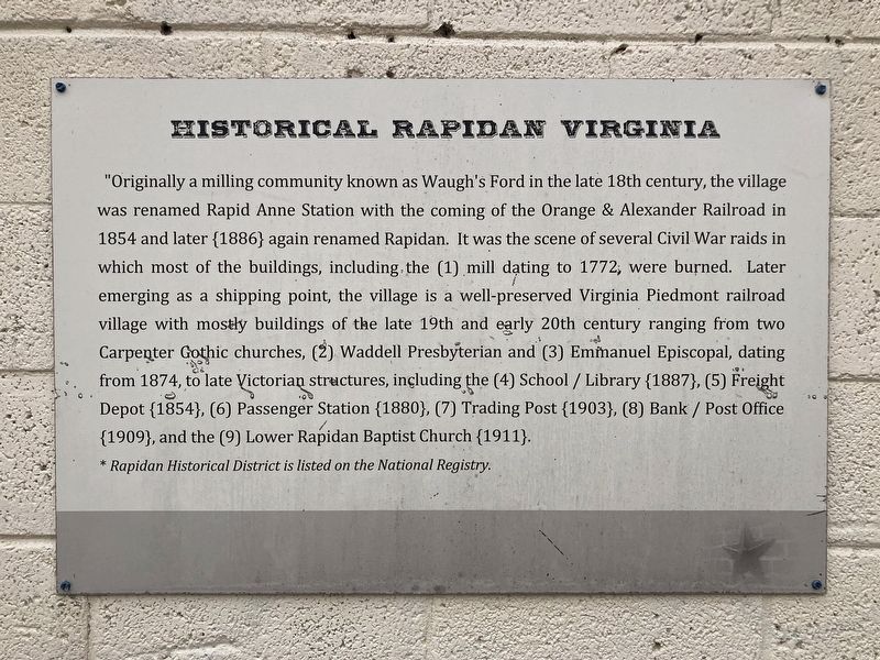 Historical Rapidan Virginia Marker image. Click for full size.