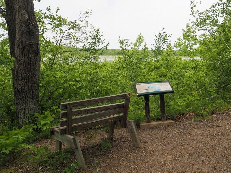 Marker overlooking Ogechie Lake. Click for full size. Marker overlooking Ogechie Lake image. Click for full size.