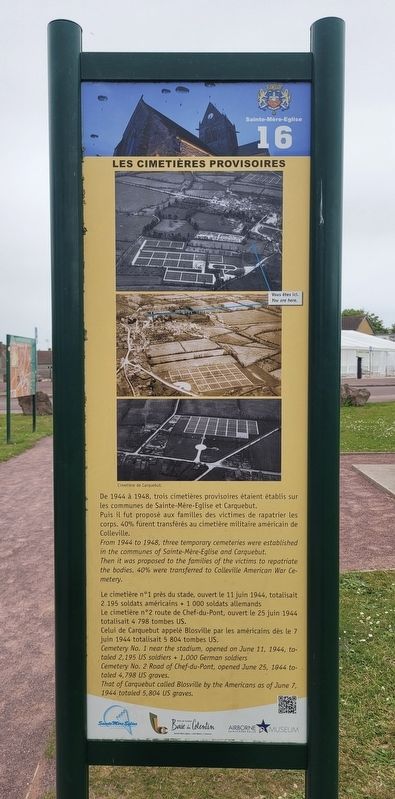 Les Cimetières Provisoires / Temporary Cemeteries Marker - Reverse Side. Click for full size. Les Cimetières Provisoires / Temporary Cemeteries Marker - Reverse Side image. Click for full size.