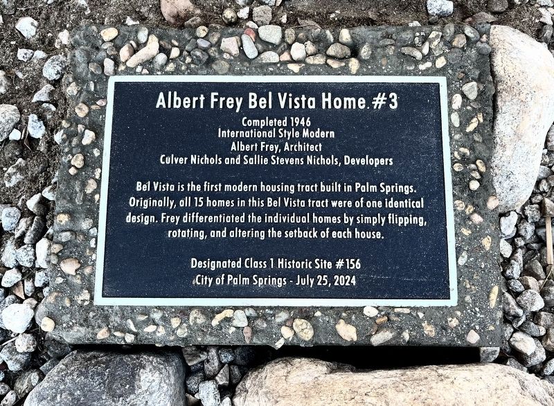 Albert Frey Bel Vista Home Marker. Click for full size. Albert Frey Bel Vista Home Marker image. Click for full size.
