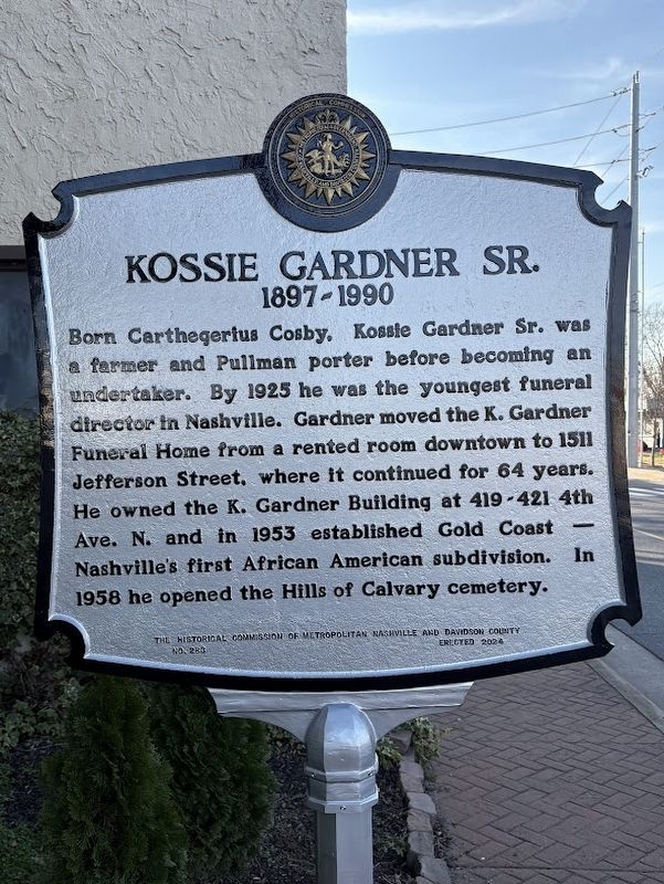 Kossie Gardner Sr. Marker. Click for full size. Kossie Gardner Sr. Marker image. Click for full size.
