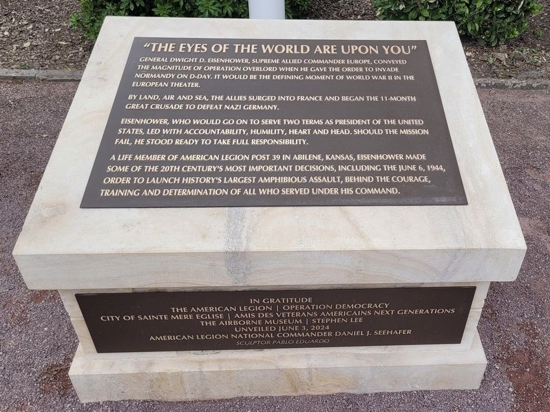 General Dwight D. Eisenhower Marker (left marker - English). Click for full size. General Dwight D. Eisenhower Marker (left marker - English) image. Click for full size.