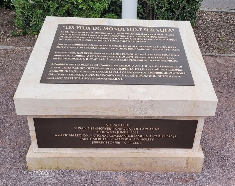 General Dwight D. Eisenhower Marker (right marker - French). Click for full size. General Dwight D. Eisenhower Marker (right marker - French) image. Click for full size.