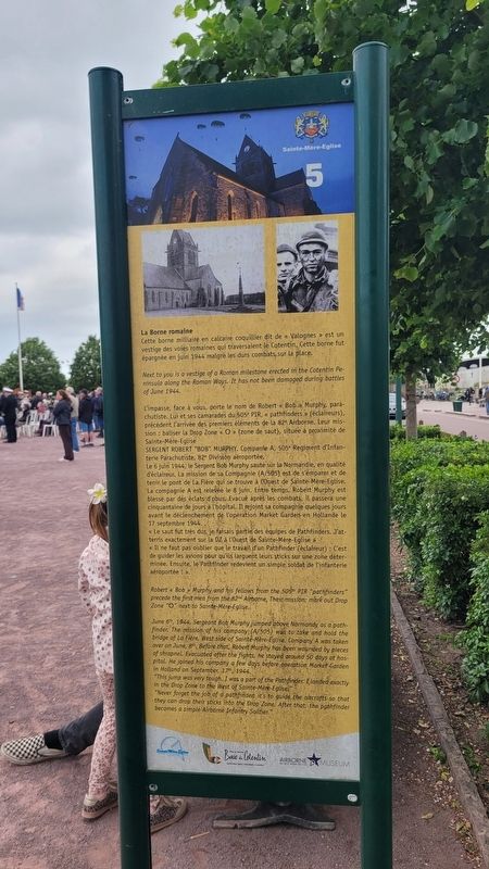 The paratrooper of the church: John Steele Marker - Reverse Side. Click for full size. The paratrooper of the church: John Steele Marker - Reverse Side image. Click for full size.