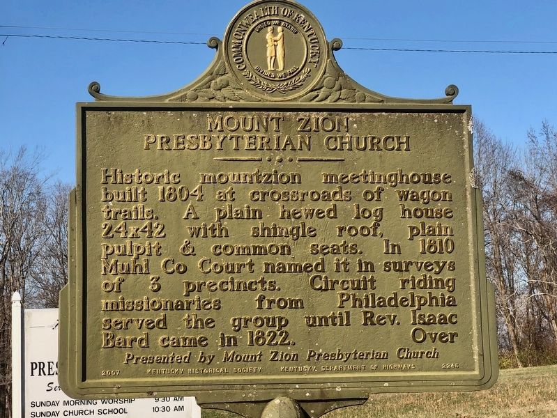 Mount Zion Presbyterian Church Marker, Side One. Click for full size. Mount Zion Presbyterian Church Marker, Side One image. Click for full size.