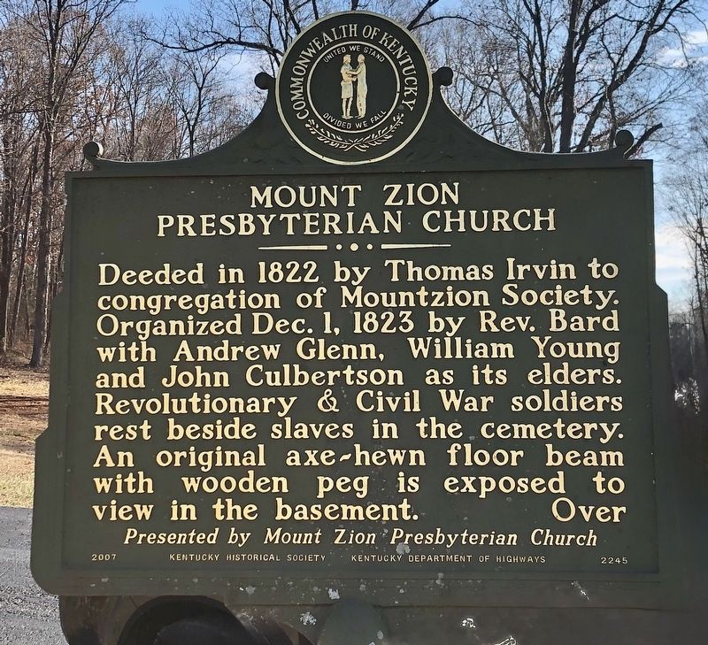 Mount Zion Presbyterian Church Marker, Side Two. Click for full size. Mount Zion Presbyterian Church Marker, Side Two image. Click for full size.