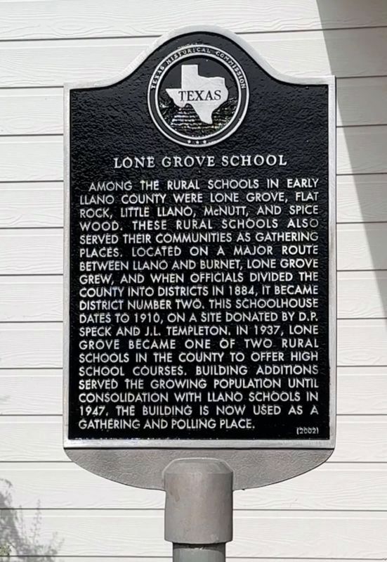 Lone Grove School Marker image. Click for full size.