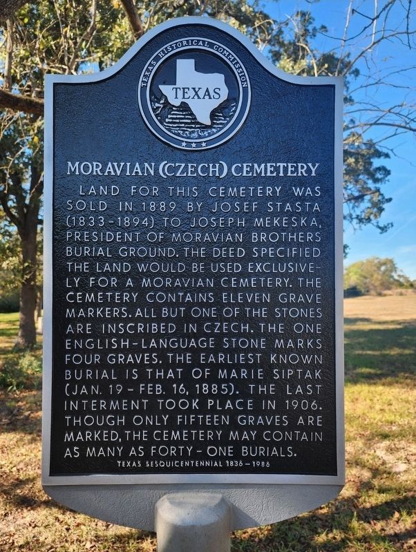 Moravian (Czech) Cemetery Marker image. Click for full size.