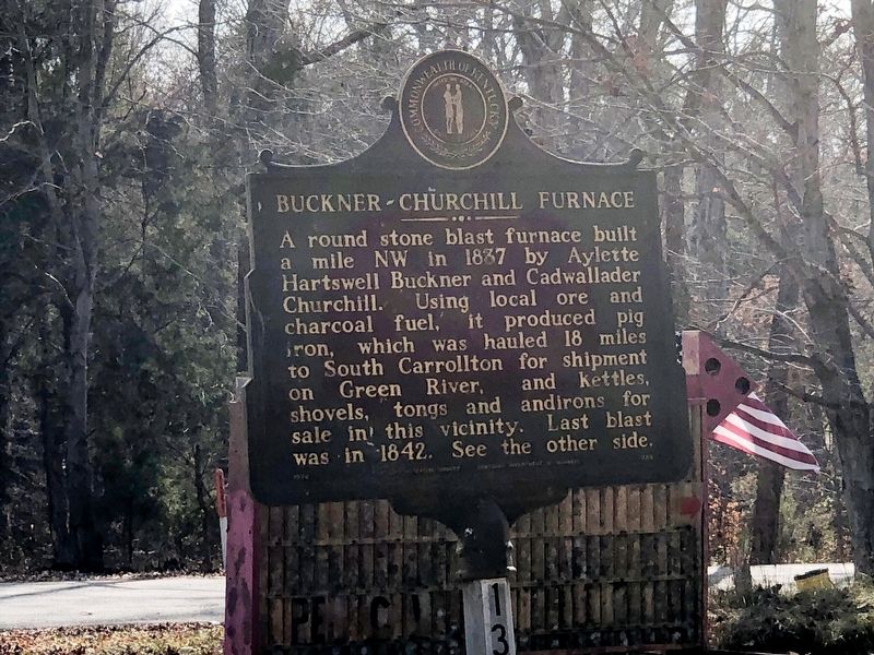 Buckner-Churchill Furnace side of marker. Click for full size. Buckner-Churchill Furnace side of marker image. Click for full size.