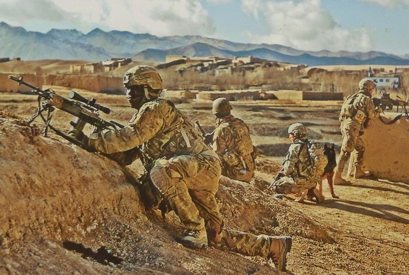 Marker detail: 10th Mountain Division Light Infantry troops in Afghanistan image. Click for full size.