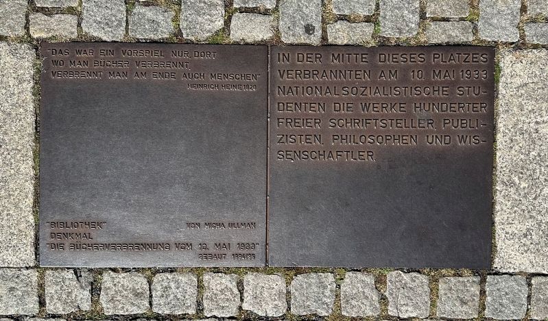 Denkmal zur Erinnerung an die B�cherverbrennung / Book Burning Memorial Marker image. Click for full size.