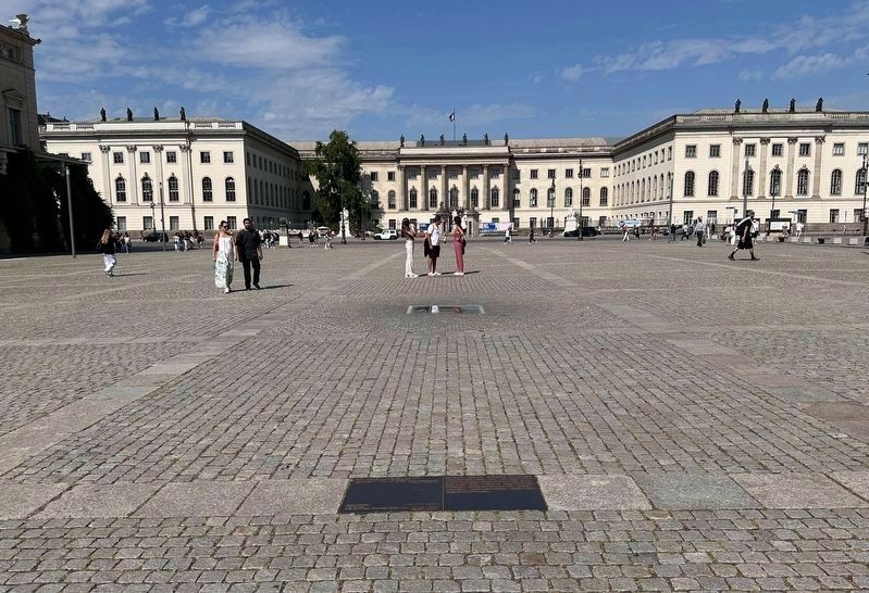 Book Burning Memorial and marker - wide view, looking north image. Click for full size.