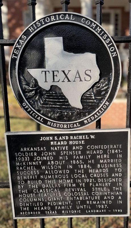 John S. and Rachel W. Heard House Marker image. Click for full size.