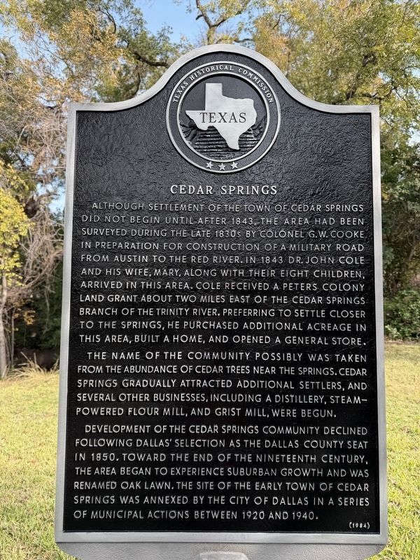 Cedar Springs Marker image. Click for full size.