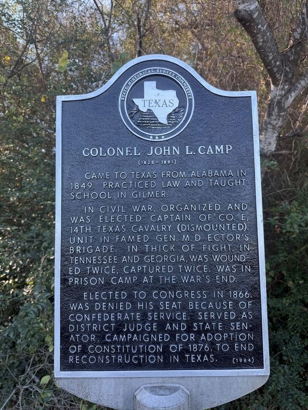 Colonel John L. Camp Marker. Click for full size. Colonel John L. Camp Marker image. Click for full size.