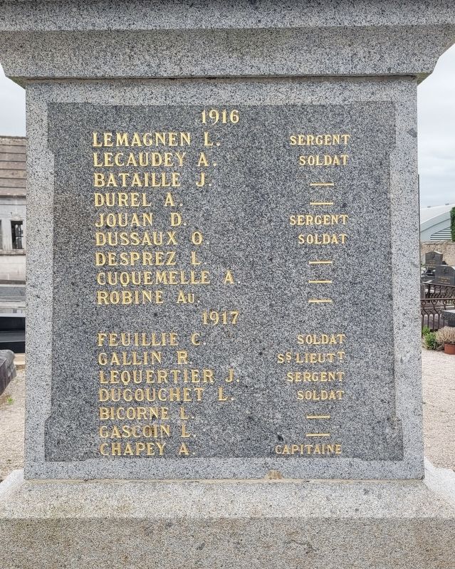Aux morts pour la Patrie / To the fallen for the Fatherland Marker - 3rd Panel image. Click for full size.