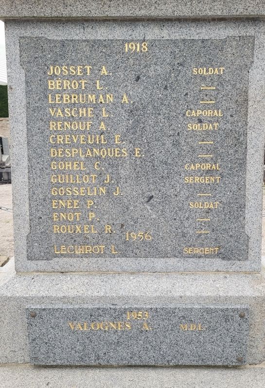 Aux morts pour la Patrie / To the fallen for the Fatherland Marker - 4th Panel image. Click for full size.