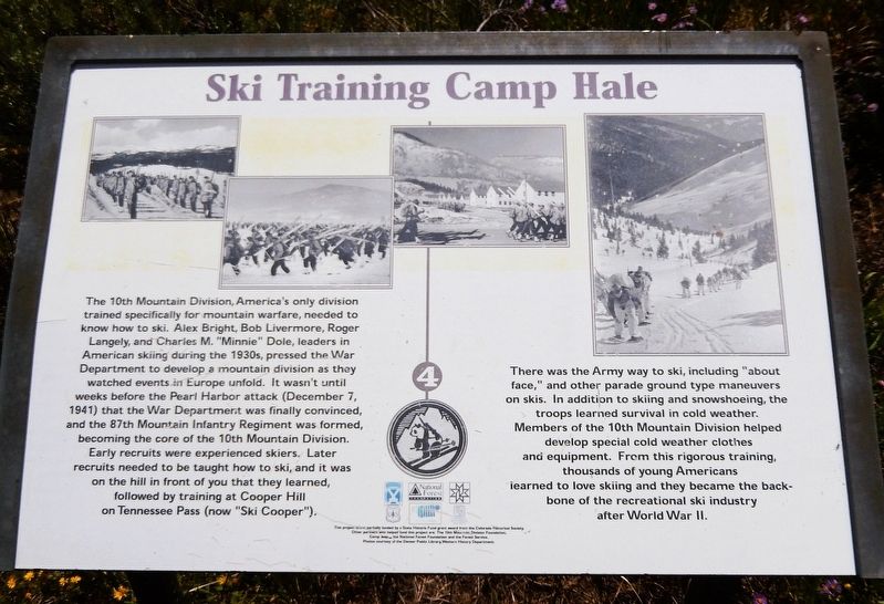 Ski Training Camp Hale Marker. Click for full size. Ski Training Camp Hale Marker image. Click for full size.