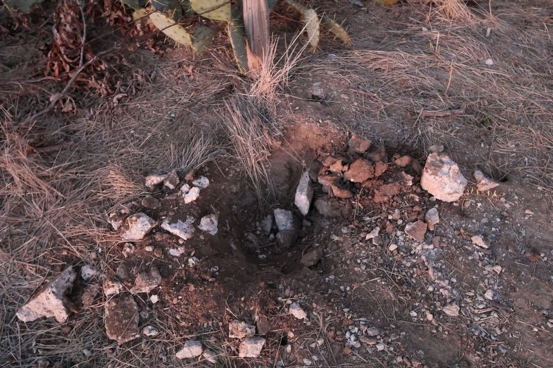Hole from removed Burkett Pecan Tree marker image. Click for full size.