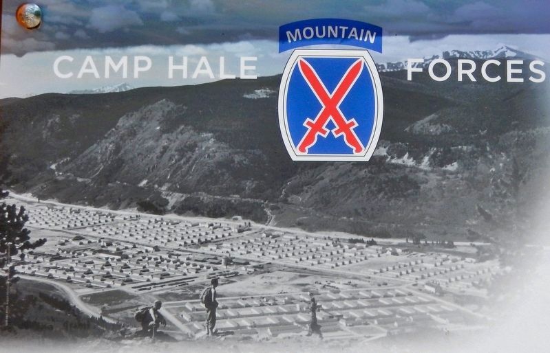 Marker detail: 10th Mountain soldiers above Camp Hale, 1943. Click for full size. Marker detail: 10th Mountain soldiers above Camp Hale, 1943 image. Click for full size.
