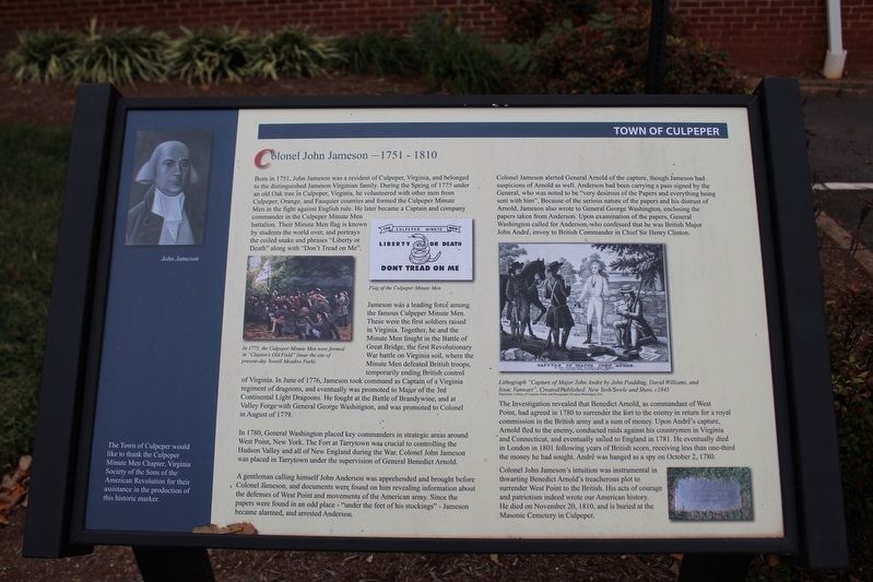 Colonel John Jameson - 1751-1810 Marker. Click for full size. Colonel John Jameson - 1751-1810 Marker image. Click for full size.