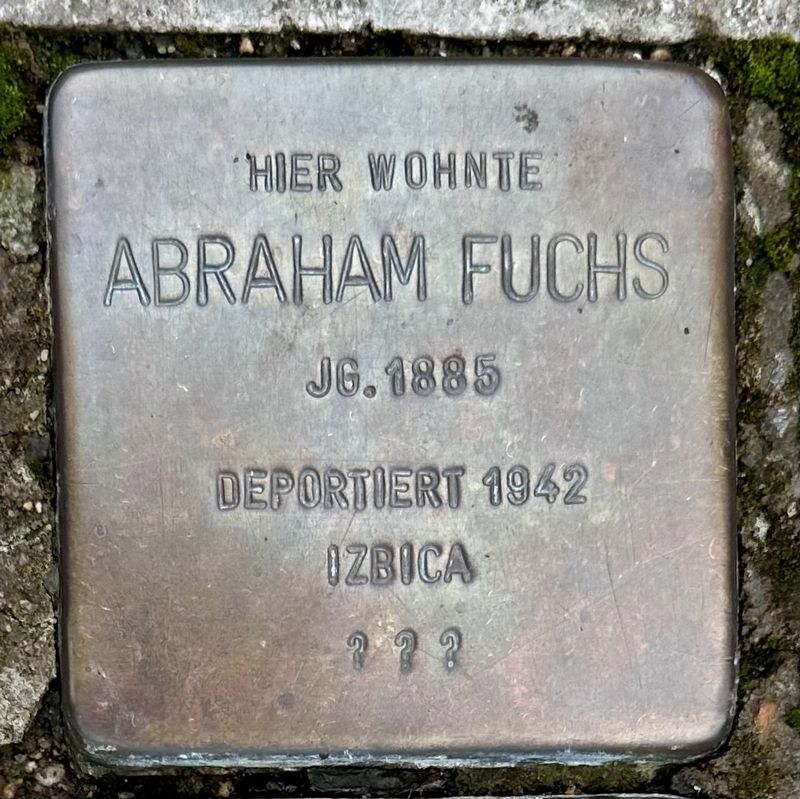 Abraham Fuchs stolperstein image. Click for full size.