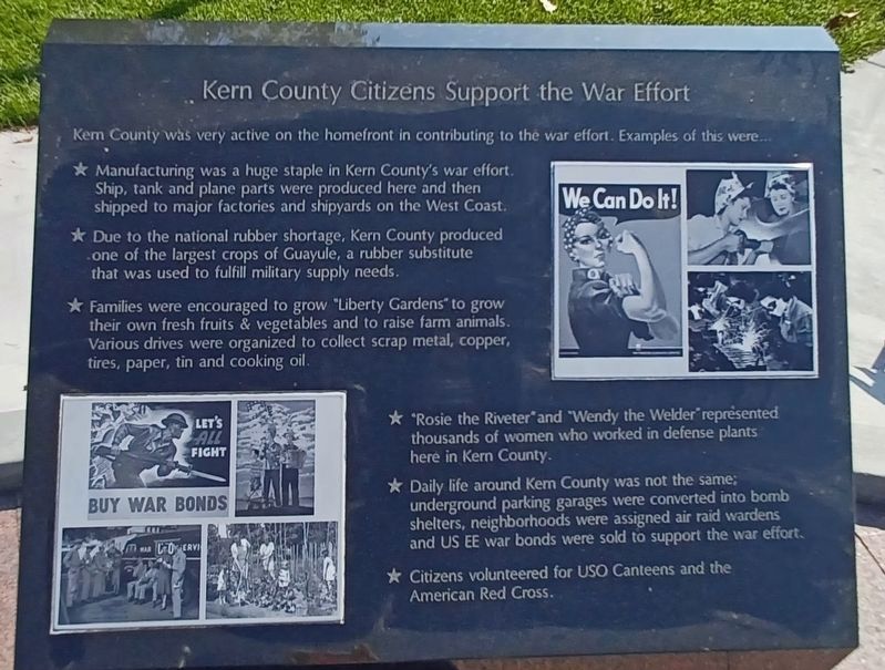 Kern County World War II Veterans Memorial. Click for full size. Kern County World War II Veterans Memorial image. Click for full size.