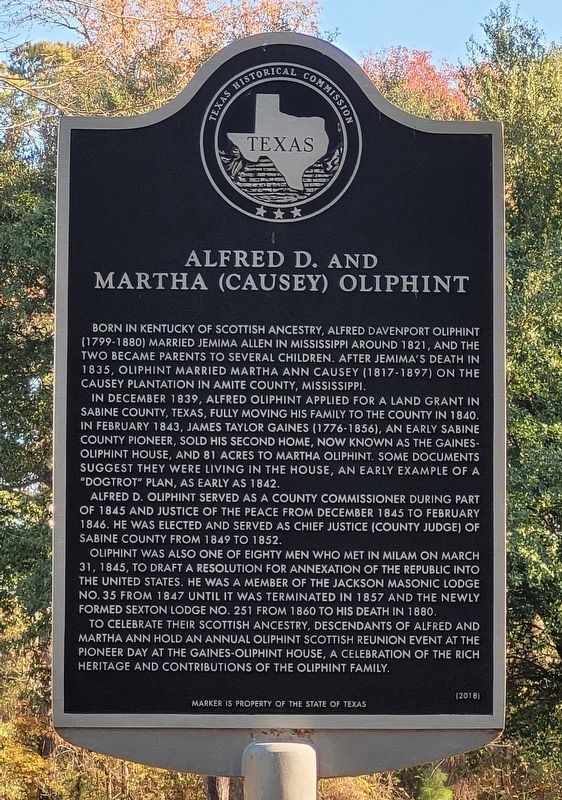 Alfred D. and Martha (Causey) Oliphint Marker image. Click for full size.