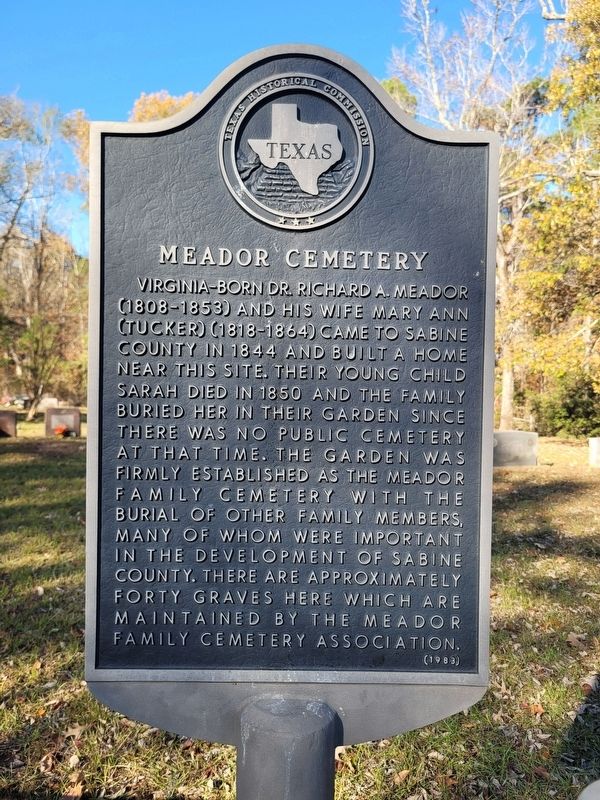 Meador Cemetery Marker. Click for full size. Meador Cemetery Marker image. Click for full size.