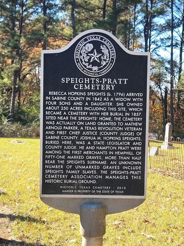 Speights-Pratt Cemetery Marker image. Click for full size.