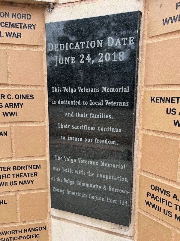 Volga, South Dakota Veterans Memorial image. Click for full size.