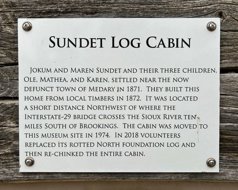 Sundet Log Cabin Marker image. Click for full size.