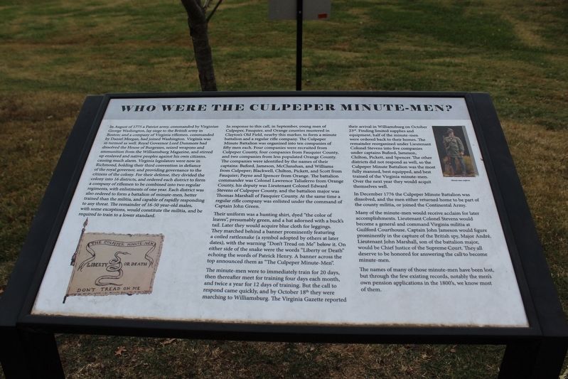 Who Were The Culpeper Minute-Men? Marker image. Click for full size.
