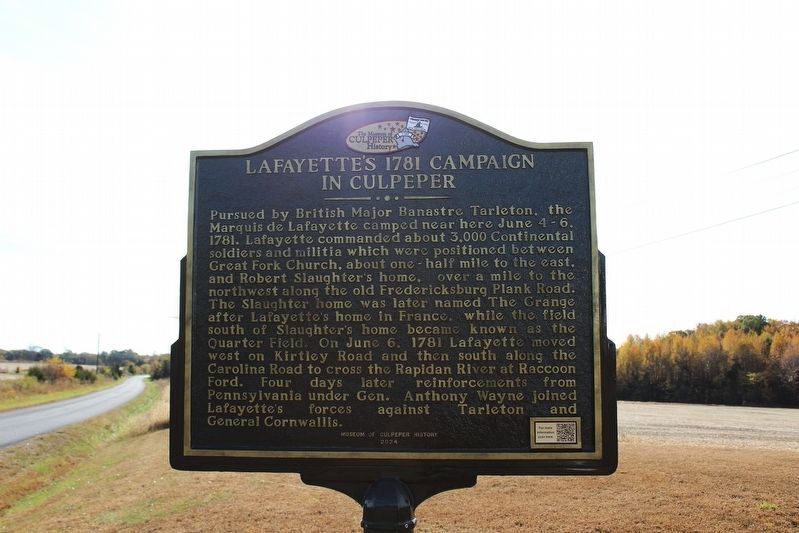 Lafayette's 1781 Campaign in Culpeper Marker image. Click for full size.