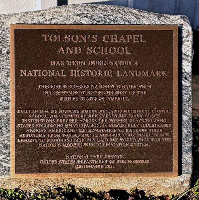 Tolson's Chapel and School Marker image. Click for full size.