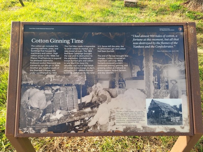 Cotton Ginning Time Marker. Click for full size. Cotton Ginning Time Marker image. Click for full size.