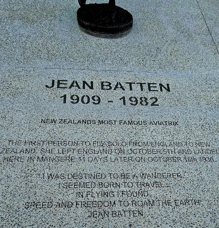 Jean Batten Marker. Click for full size. Jean Batten Marker image. Click for full size.