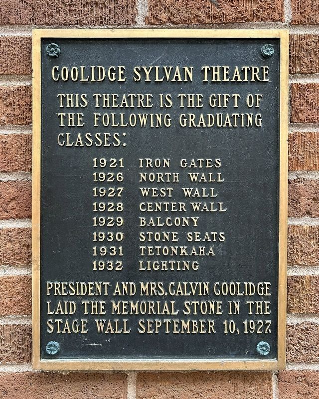 Coolidge Sylvan Theatre Class Gifts Plaque image. Click for full size.