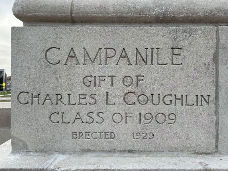 Coughlin Campanile Cornerstone. Click for full size. Coughlin Campanile Cornerstone image. Click for full size.