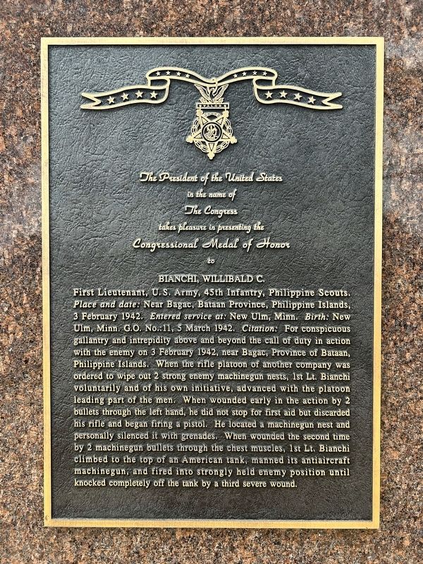 Willibald C. Bianchi Marker, Side Two image. Click for full size.