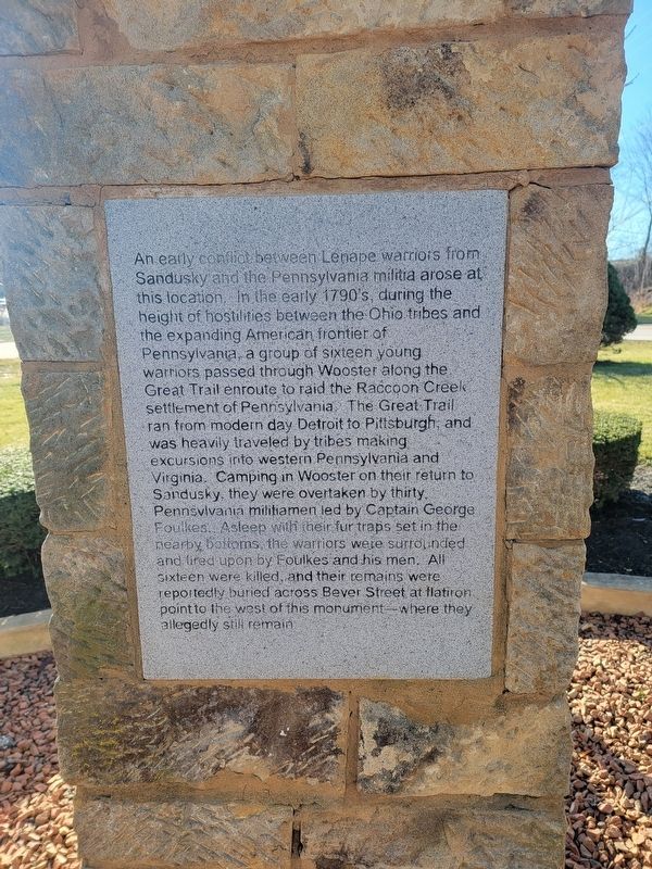 Early conflict Sandusky Lenape and Pennsylvania militia Marker image. Click for full size.